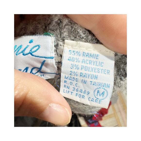 Jamie Bond Women Medium Vintage 80s Gray Confetti Sweater Cropped Abstract - Picture 6 of 6